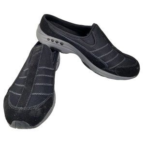 Easy Spirit Women US 8.0 Shoes Mule Clog Slip On Travel Suede Black Grey Support